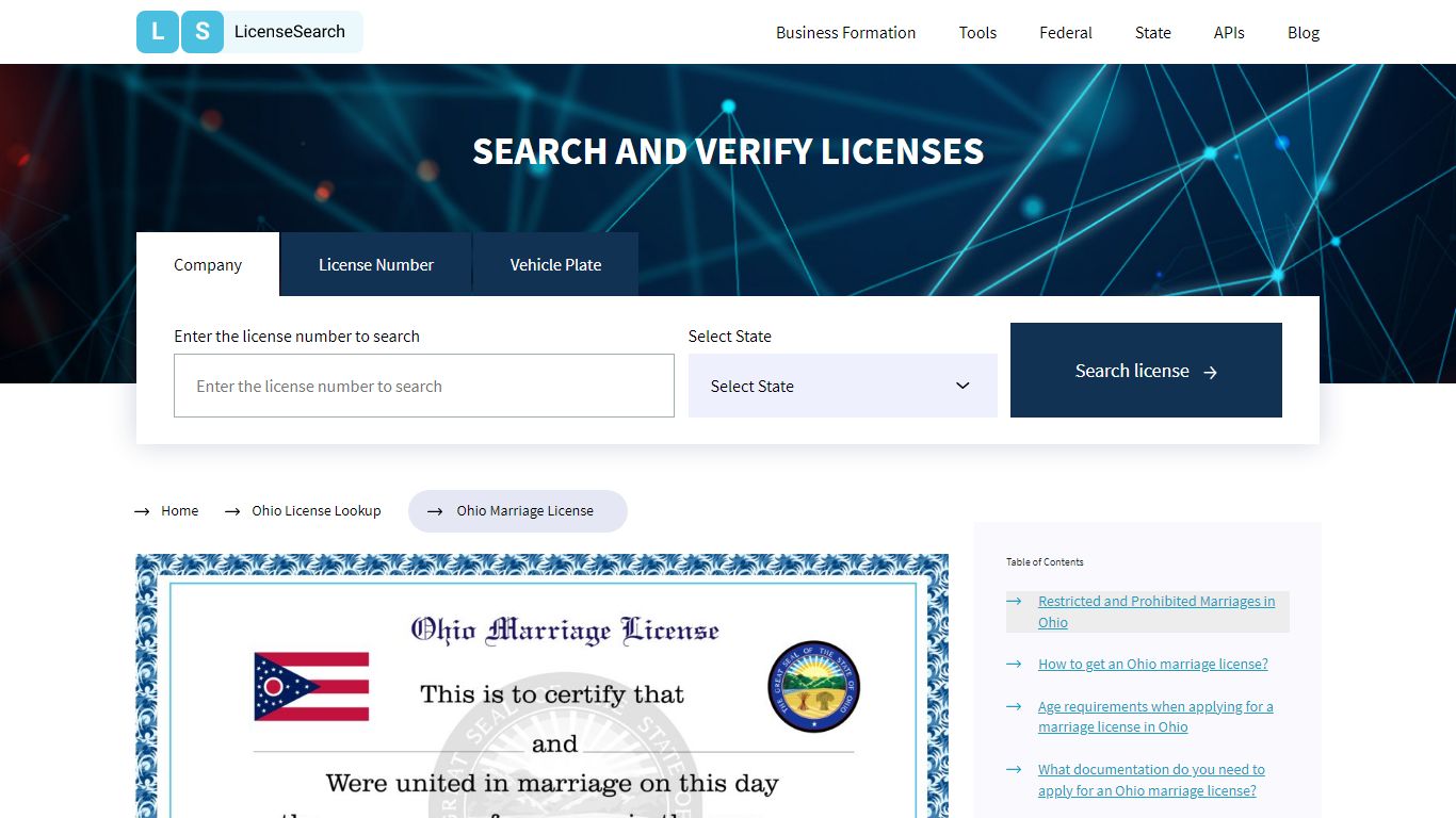Ohio Marriage License | License Search